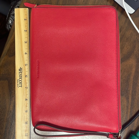 Red Leather zipped Wristlet. 10 X 7.5 inches. - Picture 2 of 7